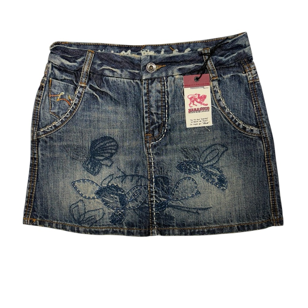 NWT Vintage Parasuco Denim Butterfly Embroidered Skirt size 4